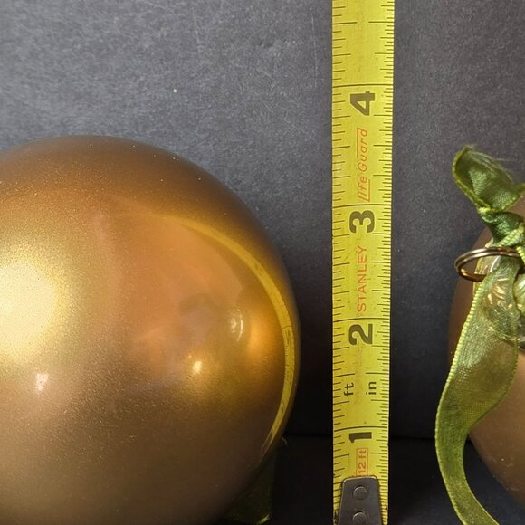 Frontgate Gold Glass Christmas Ornaments Set Of Three Matte And Shiny 4 Inch - Picture 6 of 7